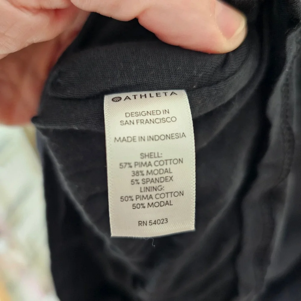 Athleta Carefree Tee Cap Sleeve pima cotton‎ Jersey Knit Dress Small black